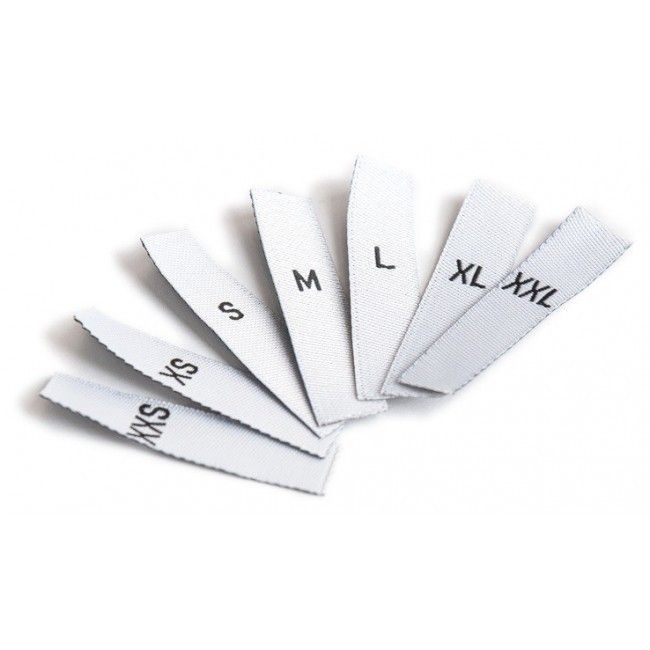 Size Labels XXS-XXL: White with Black text