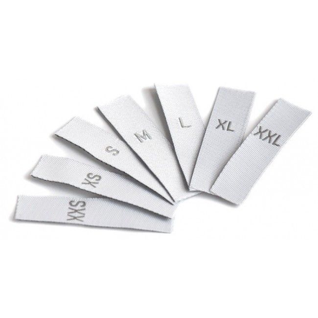 Size Labels XXS-XXL: White with Gray text