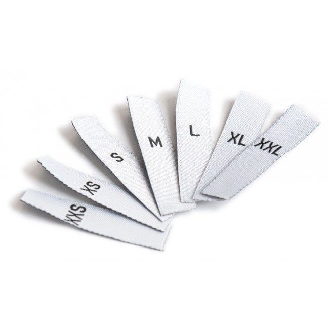 Size Labels XXS-XXL: White with Black text