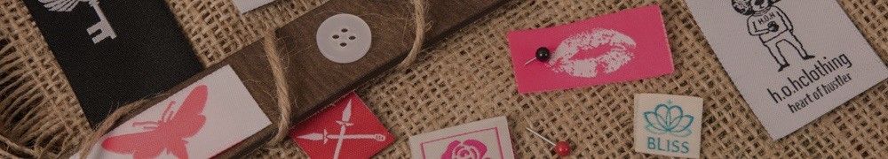 Custom wovenlabels, woventags, personalized tags for clothes, garments and apparel