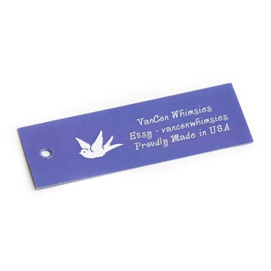 Vancon Whimsies hangtag with Etsy info