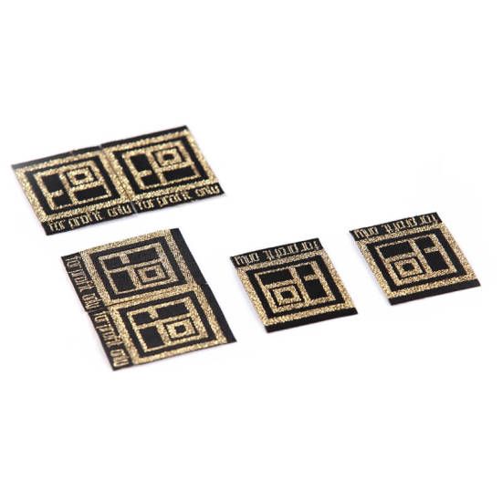 Custom label in gold and black