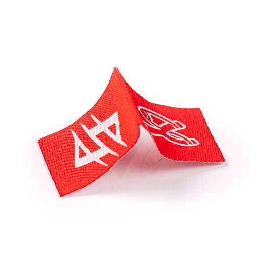 Logo white on red garment label