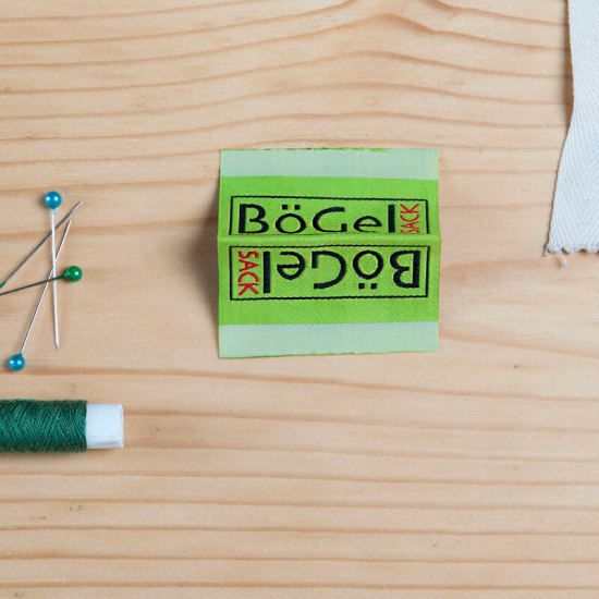 Personalized woven label for Bogel Sack