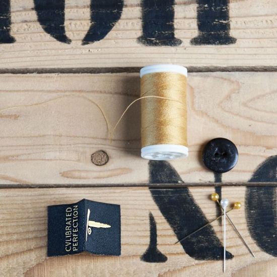 Sew on label showing foldover