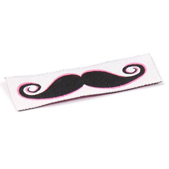 moustache logo fabric label