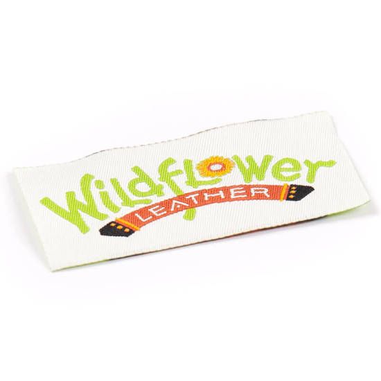 wildflower leather woven label