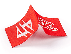 Logo white on red garment label