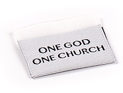 One God One Church garmnet label