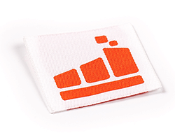 Orange icon logo sewing label