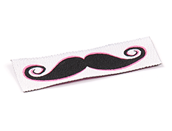 moustache logo fabric label
