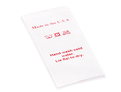 Made in USA care clothing label